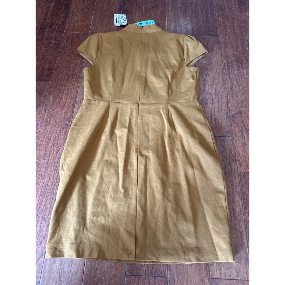 41 Hawthorn Mustard Yellow V-Neck‎ Cap Sleeve Sheath Dress XXL SUG-WGK-70008
